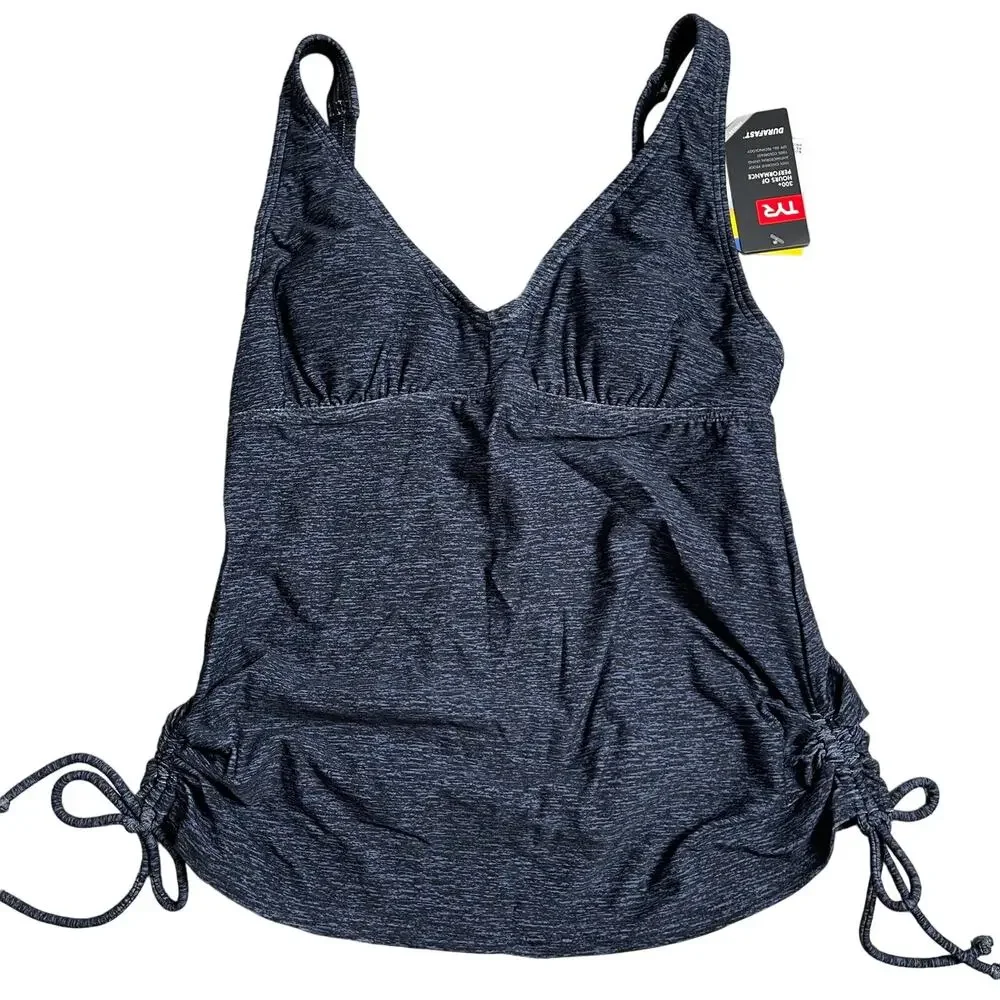 TYR DuraFast Elite Mantra V-Neck Tankini Swim Top - Black Size 6 - $55